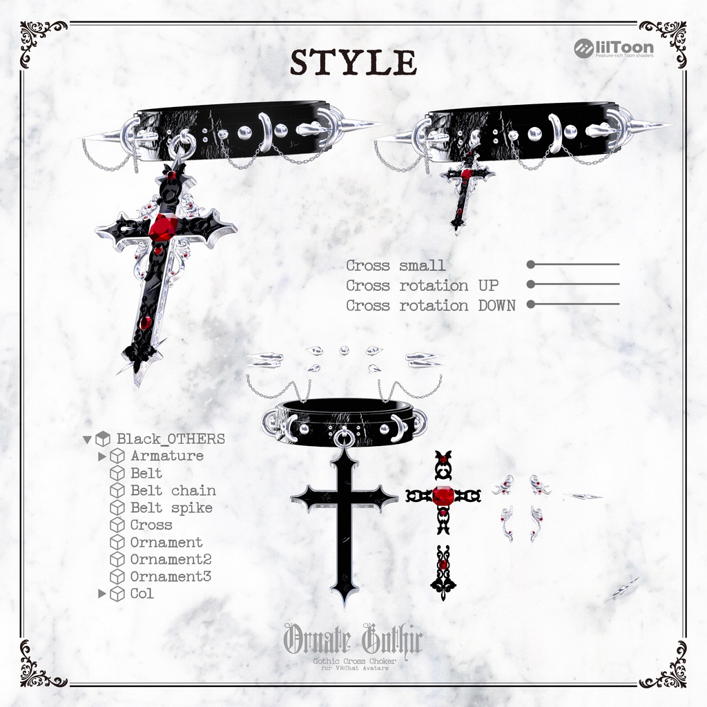🎉100円OFFセール🎉『𝐎𝐫𝐧𝐚𝐭𝐞 𝐆𝐨𝐭𝐡𝐢𝐜』チョーカー/Choker 【VRC想定】