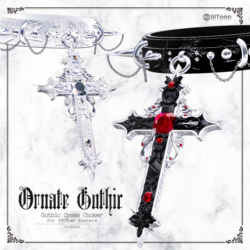 🎉100円OFFセール🎉『𝐎𝐫𝐧𝐚𝐭𝐞 𝐆𝐨𝐭𝐡𝐢𝐜』チョーカー/Choker 【VRC想定】