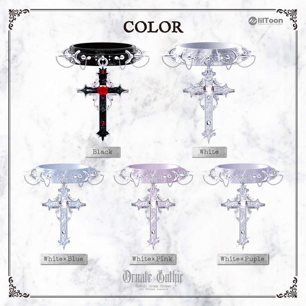 🎉100円OFFセール🎉『𝐎𝐫𝐧𝐚𝐭𝐞 𝐆𝐨𝐭𝐡𝐢𝐜』チョーカー/Choker 【VRC想定】