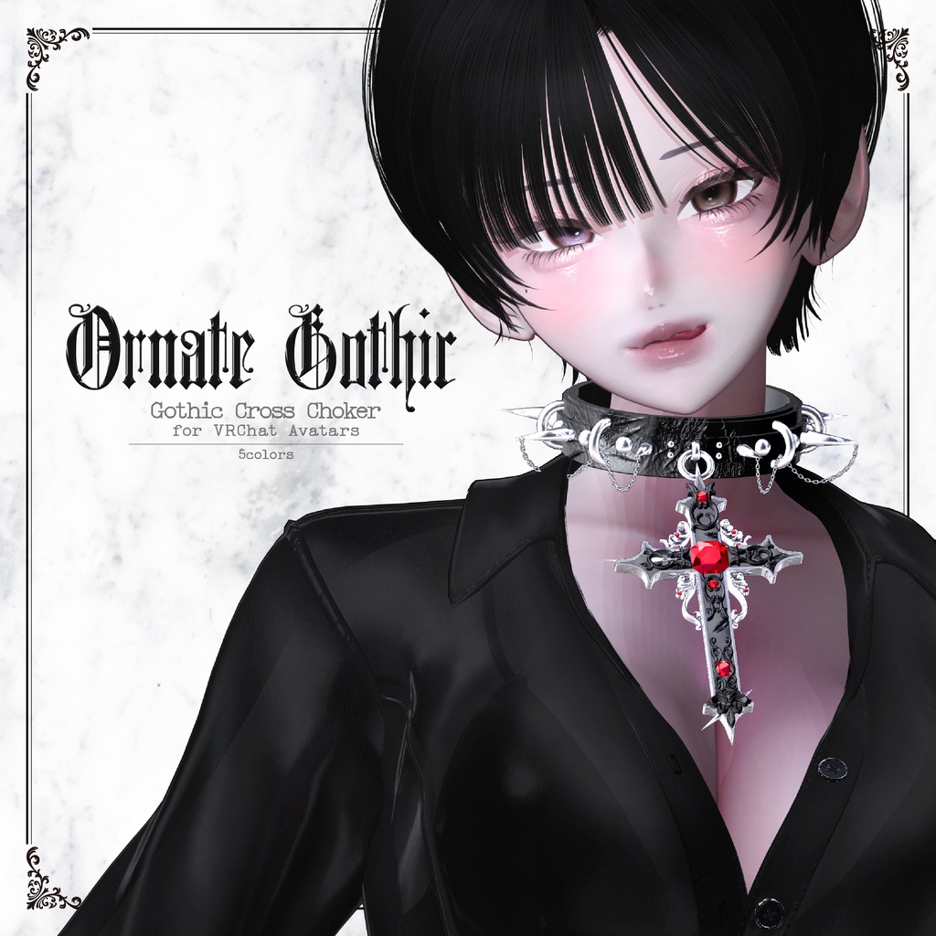 🎉100円OFFセール🎉『𝐎𝐫𝐧𝐚𝐭𝐞 𝐆𝐨𝐭𝐡𝐢𝐜』チョーカー/Choker 【VRC想定】