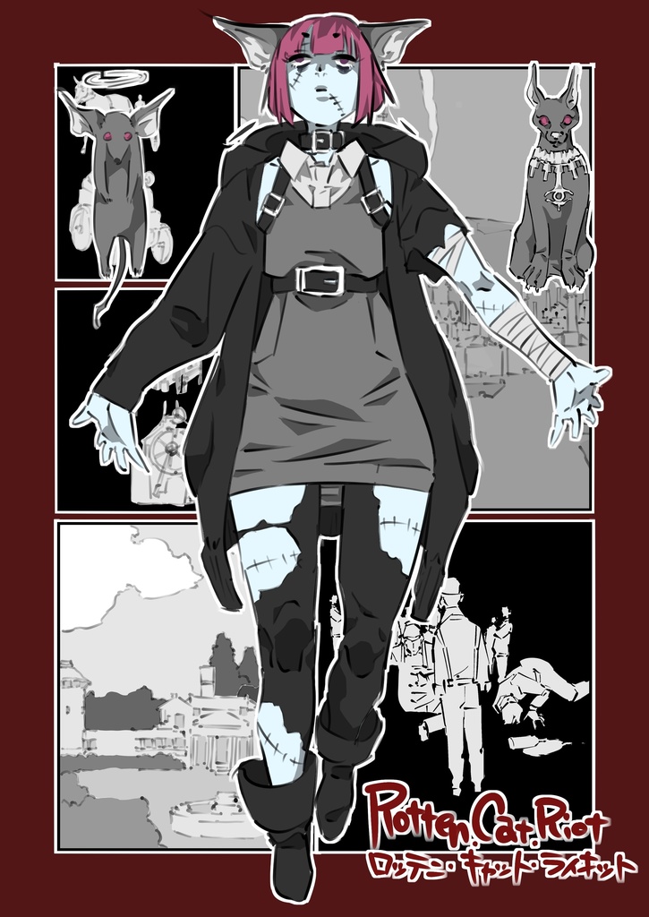 オリジナルダークファンタジー本『ロッテンキャットライオット』/B5/20P/300円/印刷本