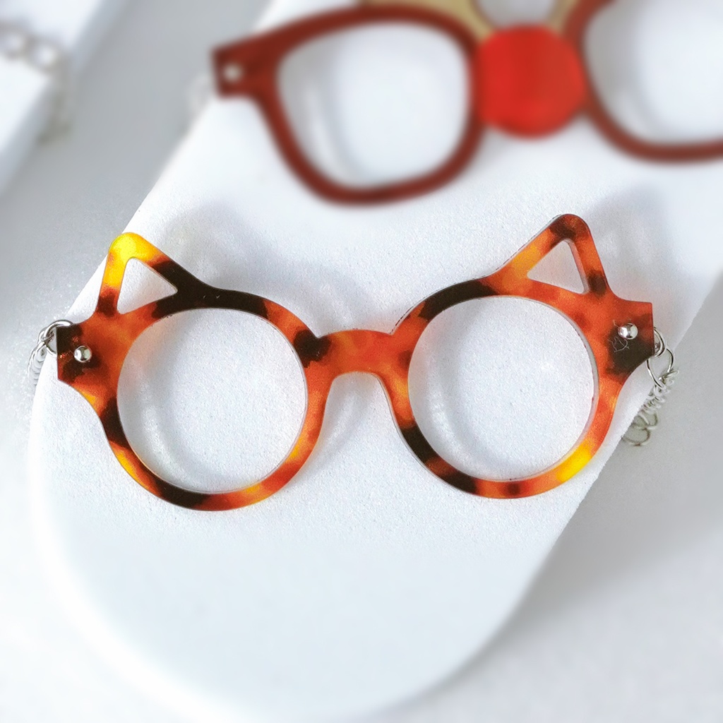 チェーン式ねこみみめがね　べっ甲