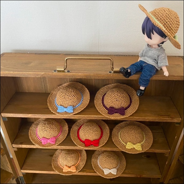 【1/12ドール】麦わら帽子(ライトキャメル×全8色)
