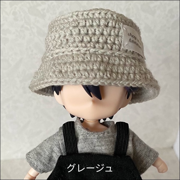 【1/12ドール】バケットハット(ブラック/ホワイト/グレージュ/モカベージュ)