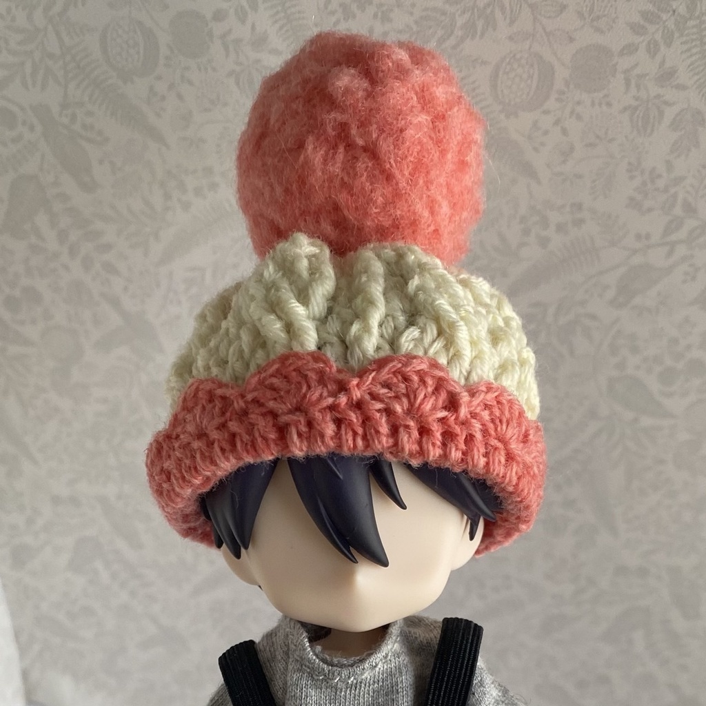 【1/12ドール】花びらニット帽(ピンク、ブルー、パープル、イエロー、グリーン))