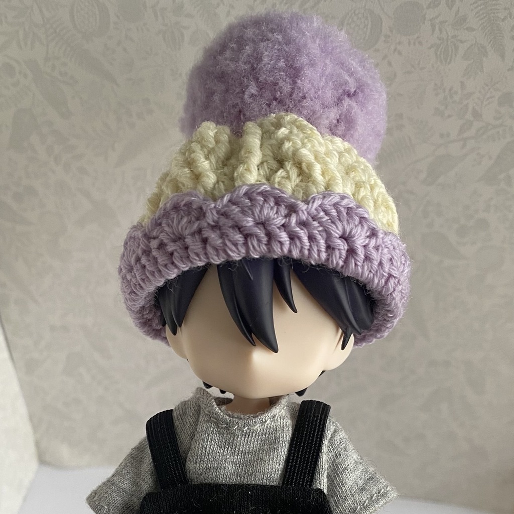 【1/12ドール】花びらニット帽(ピンク、ブルー、パープル、イエロー、グリーン))