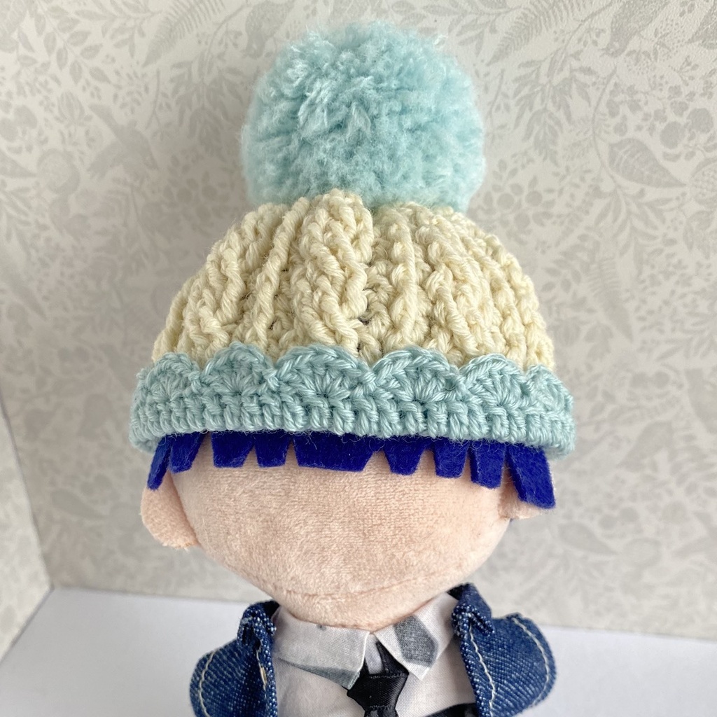 【ぬい・ぱぺ】花びらニット帽 (ピンク、ブルー、パープル、イエロー、グリーン)