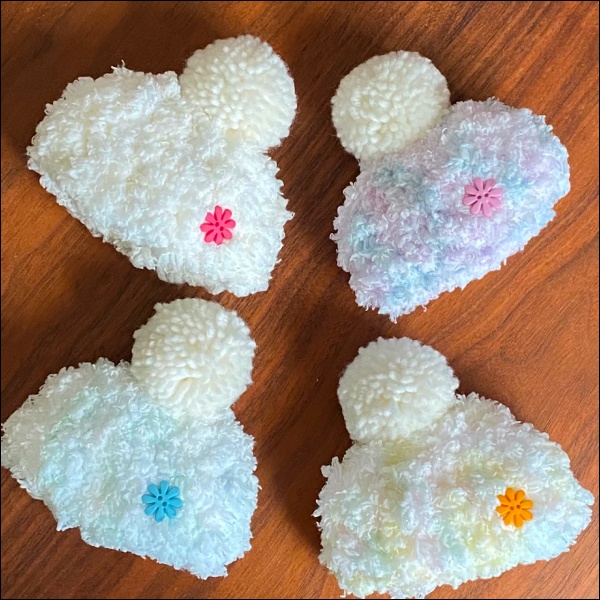 【ぬい・ぱぺ】ふわもこ花ニット帽(全4色)