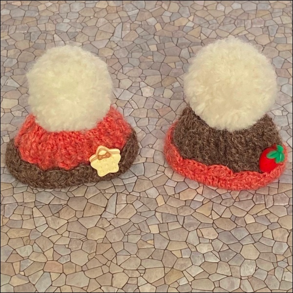 【1/12ドール】いちごココアニット帽（2種）