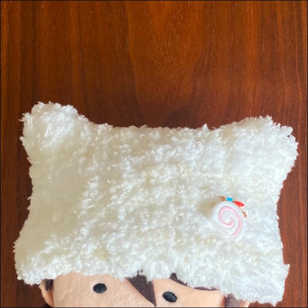 【ぬい|頭囲26.5cm】猫耳ニット帽(苺ロールケーキ)