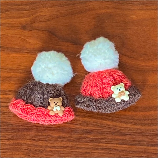 【1/12ドール】いちごココアニット帽（くまさん）