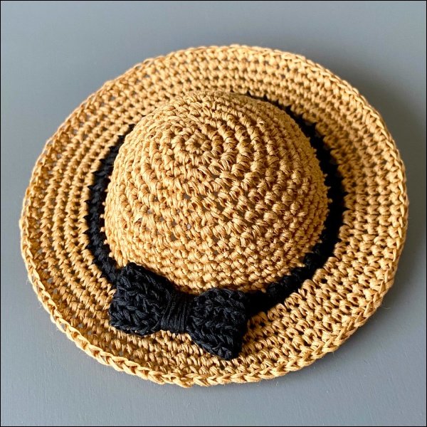 【1/12ドール】麦わら帽子(ライトキャメル×黒リボン)