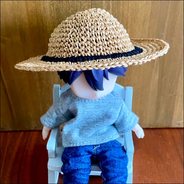 【1/12ドール】麦わら帽子(ライトキャメル×黒リボン)