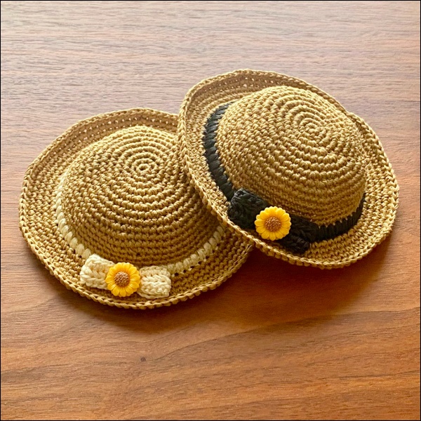 【ぬい・ぱぺ】ひまわりリボンの麦わら帽子　※数量限定