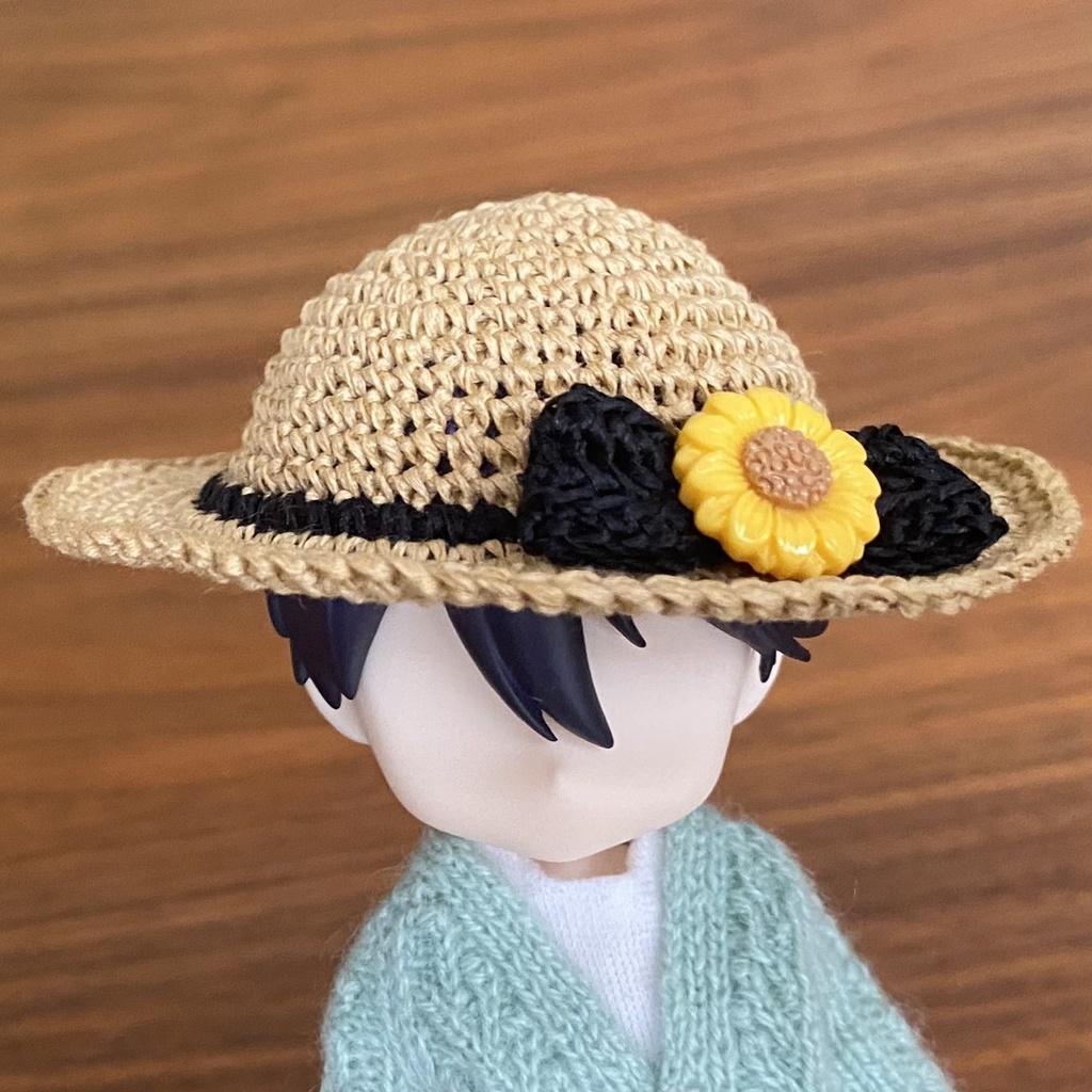 【1/12ドール】ひまわりリボンの麦わら帽子