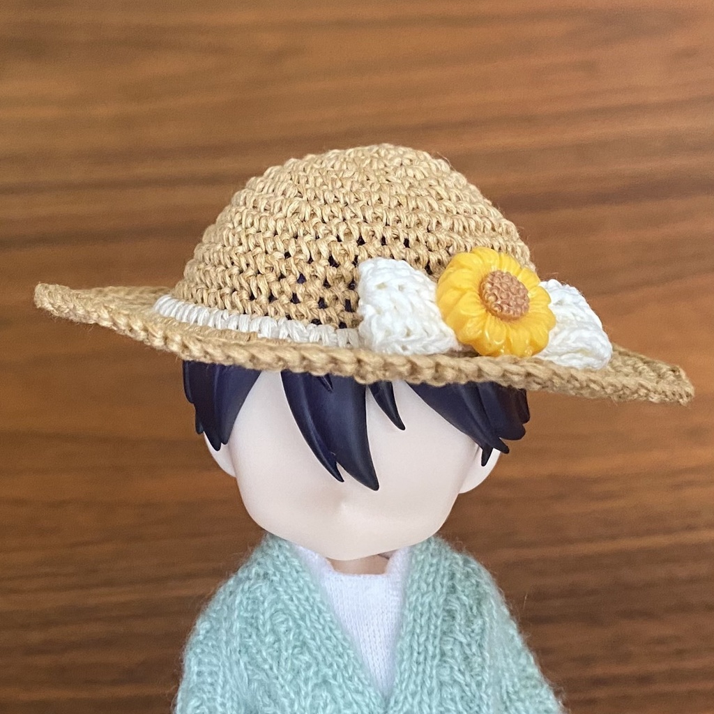 【1/12ドール】ひまわりリボンの麦わら帽子