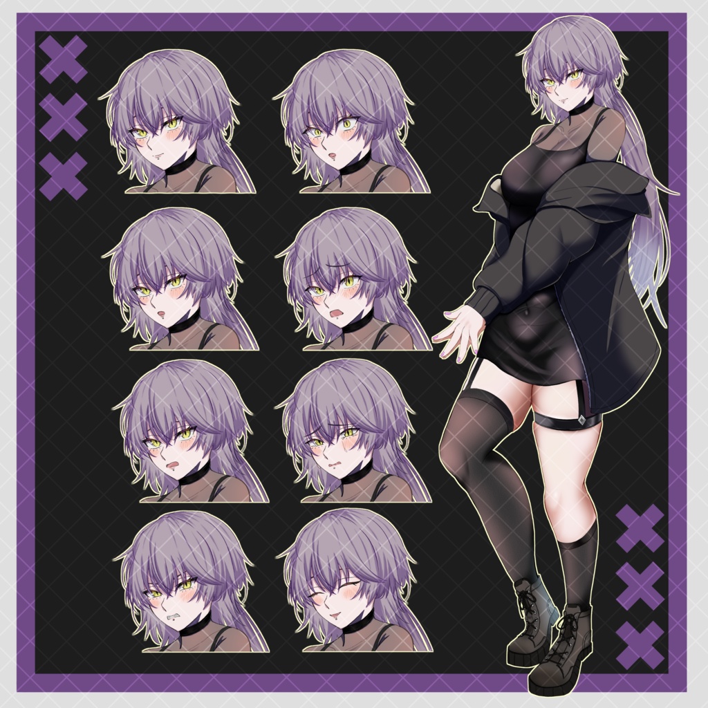 立ち絵素材 ウルフダウナーお姉さん立ち絵【表情差分8種類】