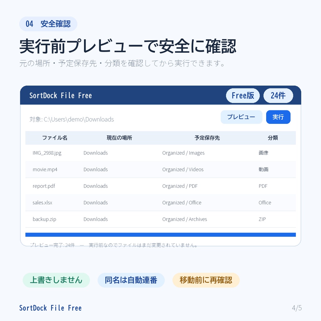 SortDock File Free|ファイル自動整理ツール 無料版