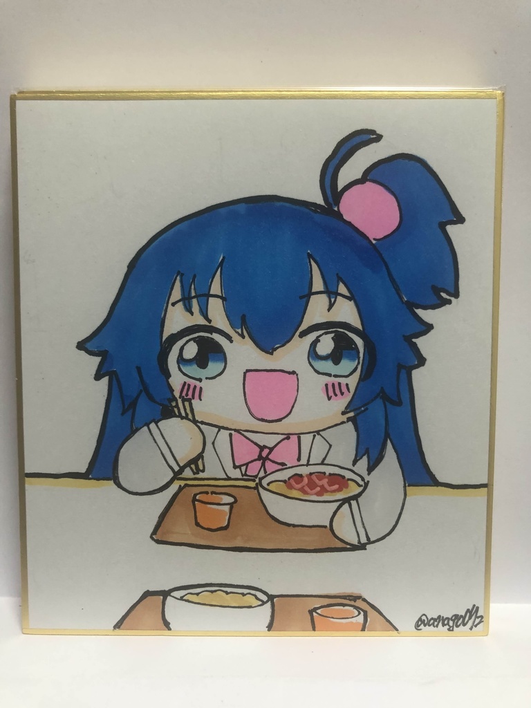 直筆ミニ色紙　クロと牛丼家