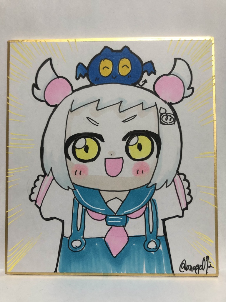 直筆ミニ色紙　シロンとヒロシ