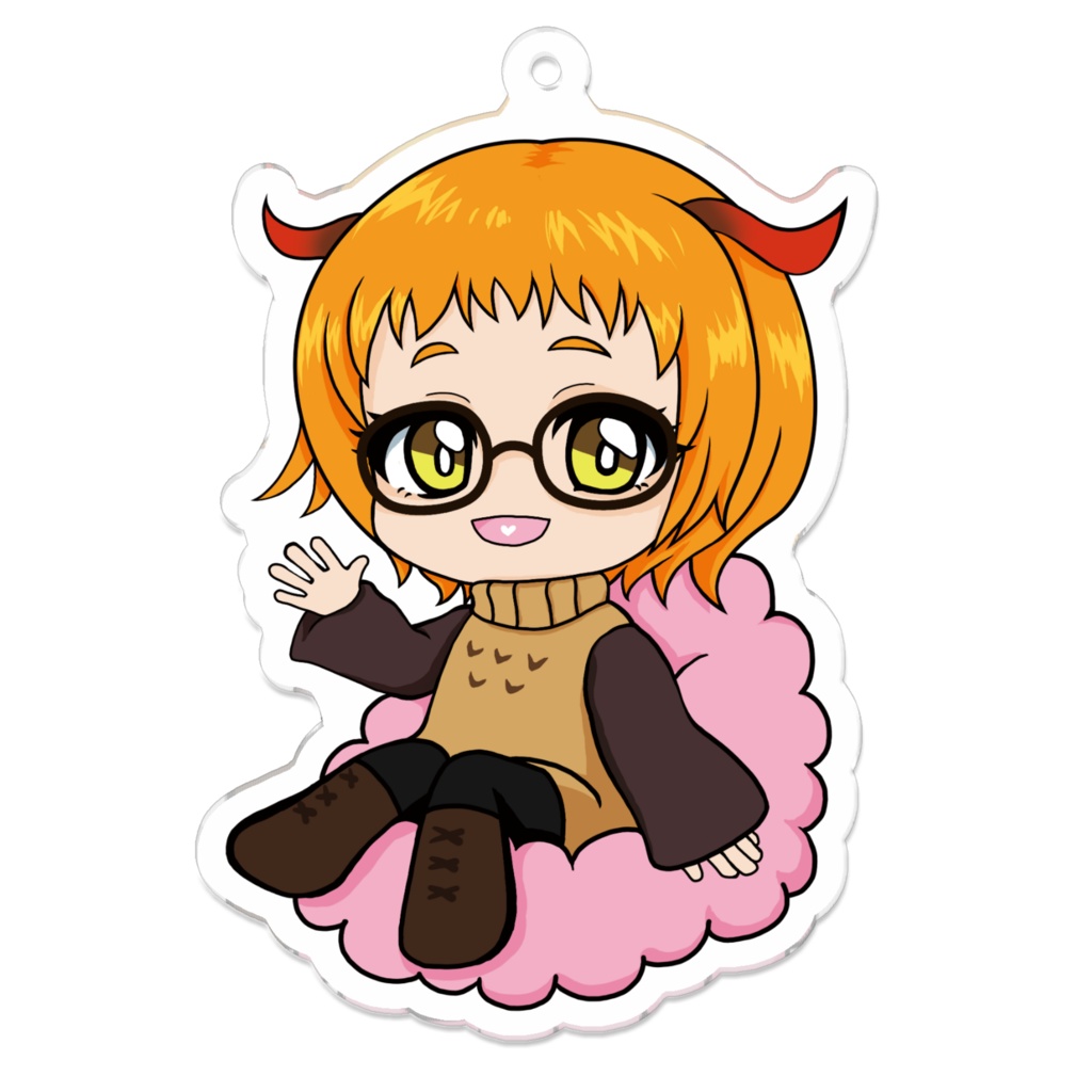 【受注生産】アクリルキーホルダー「木兎かぷり」手描きSDイラスト版