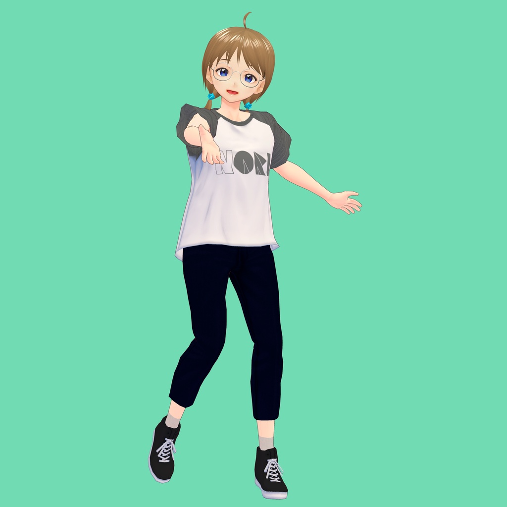 [無料版有] Tシャツ&7分丈パンツ&ハイカットシューズ