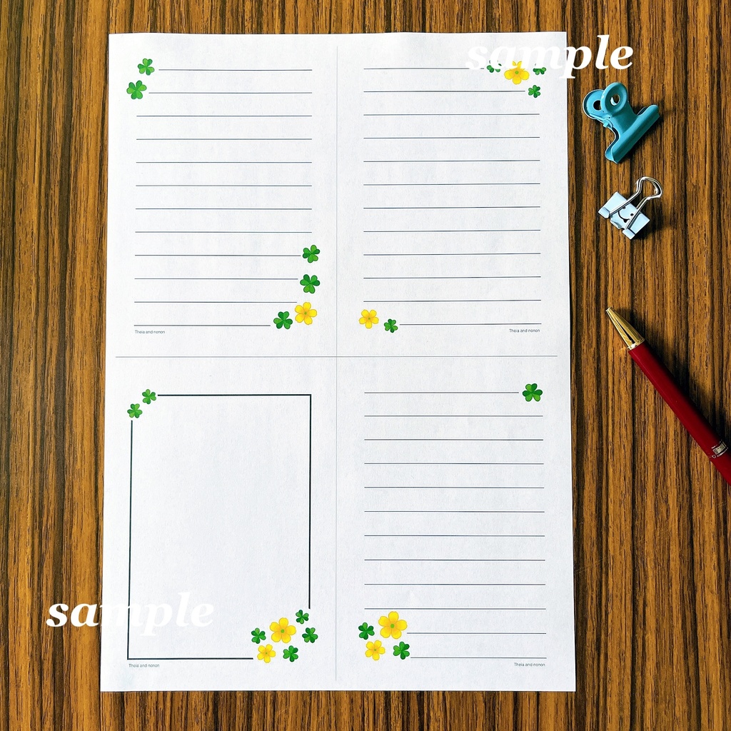 ひとこと便せん A5-2柄 A6-4柄 カタバミ