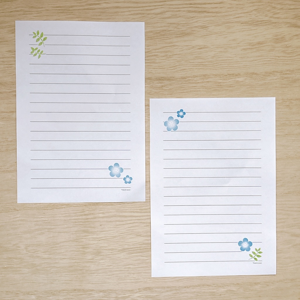ひとこと便せん A5-2柄 A6-4柄 ネモフィラ