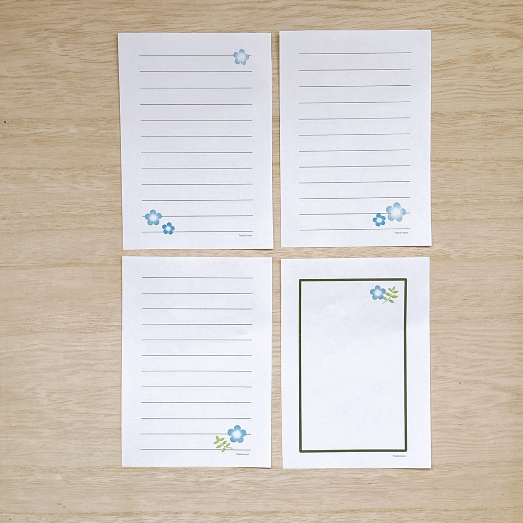 ひとこと便せん A5-2柄 A6-4柄 ネモフィラ