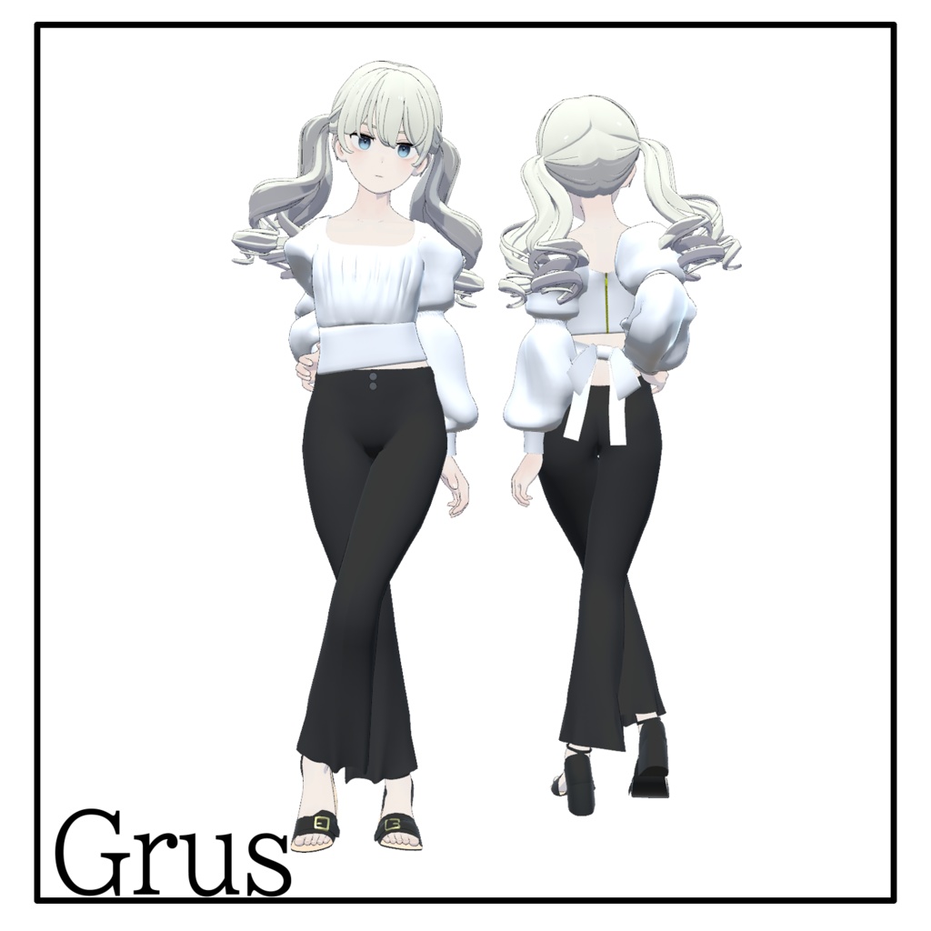 4アバター対応「パフスリーブクロップブラウス」【桔梗/Grus/リンフェイ/セレスティア対応】