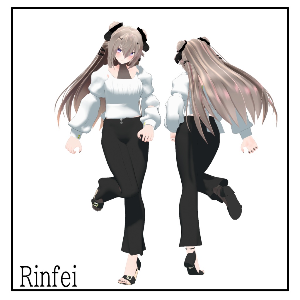 4アバター対応「パフスリーブクロップブラウス」【桔梗/Grus/リンフェイ/セレスティア対応】