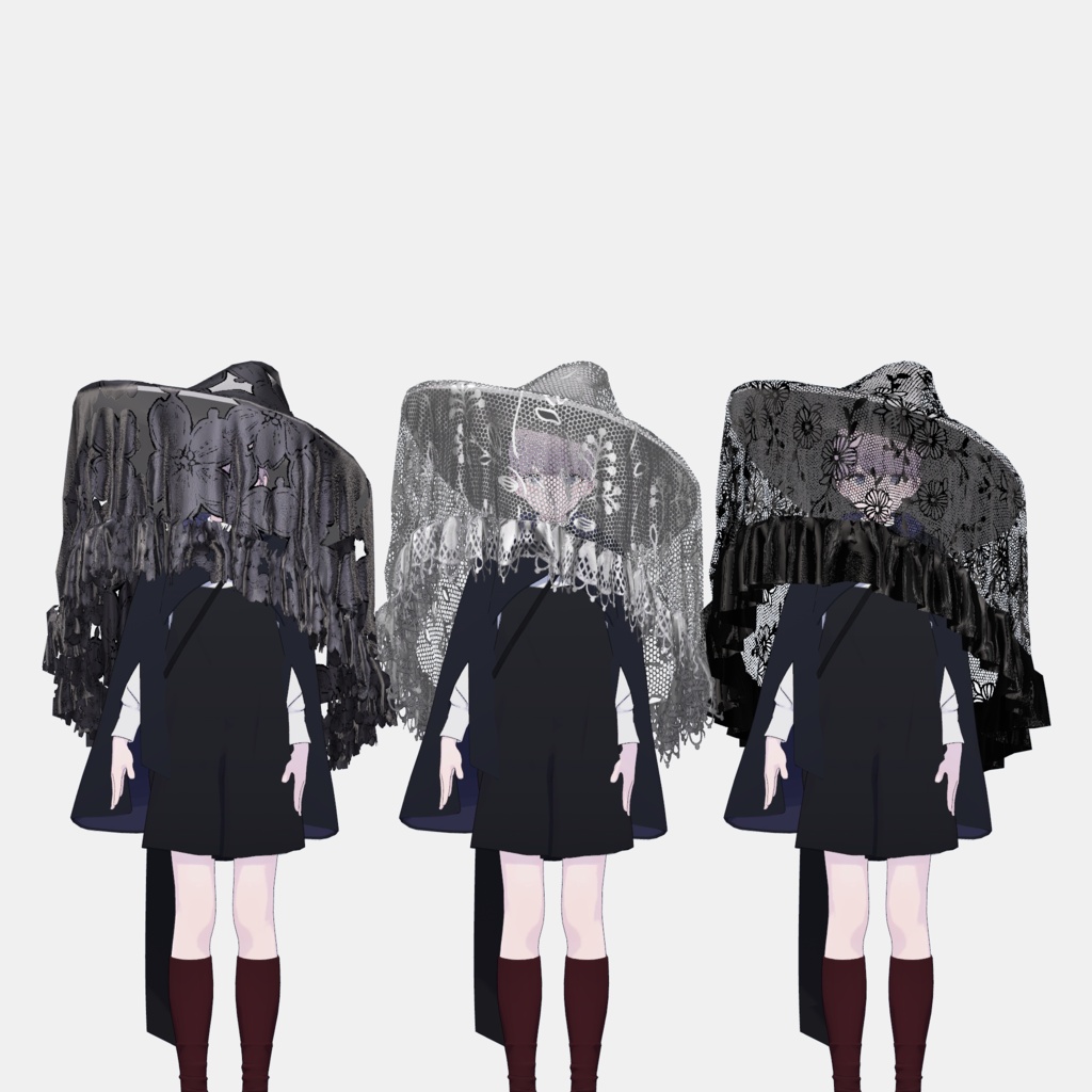 ヴェールつき魔女帽