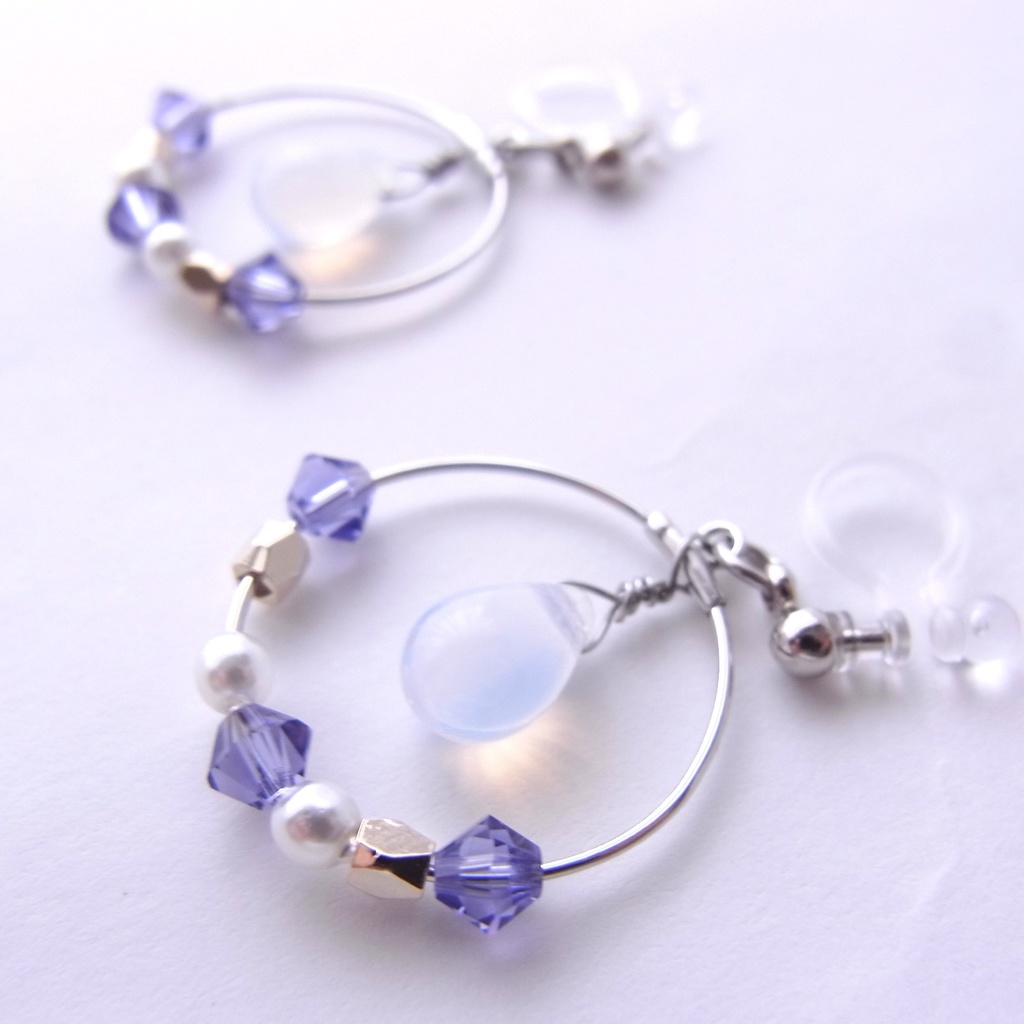 ＊💎商＊タンザナイトと涙のノンホールピアス