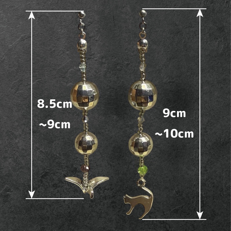 鶴と猫のよあそびピアス