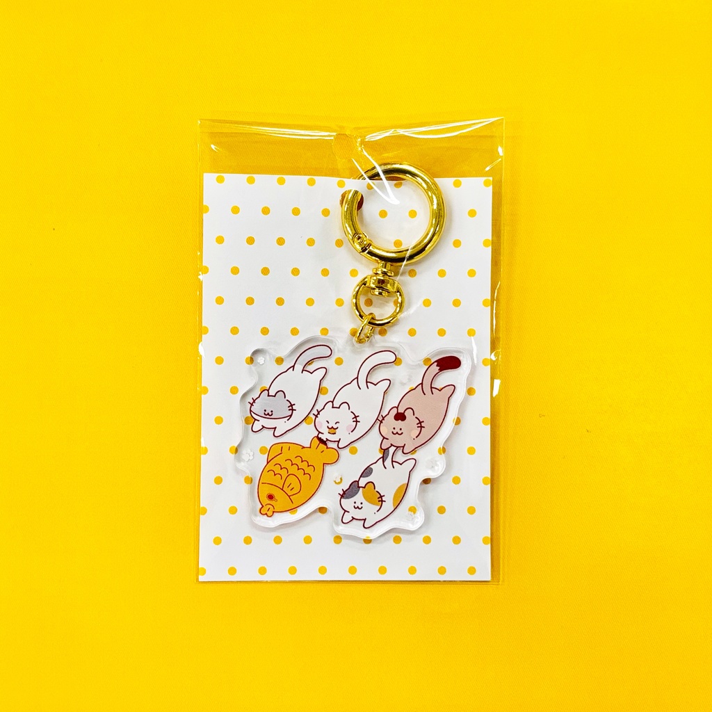 アクリルキーホルダー＿ねことたい焼き