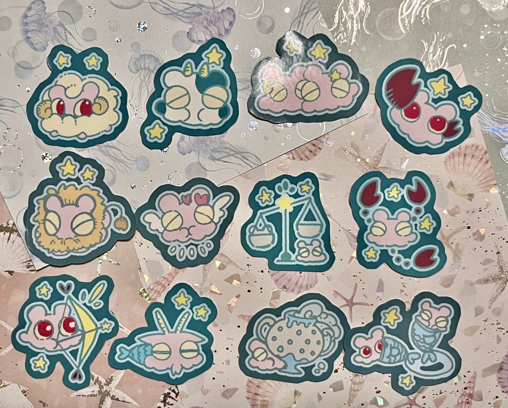 ﾒｪﾝちゃん12星座ステッカーセット