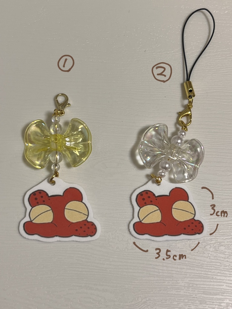 大きめめぇんちゃんプラ板ストラップ2種