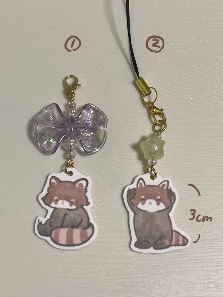 レッサーパンダストラップ2種