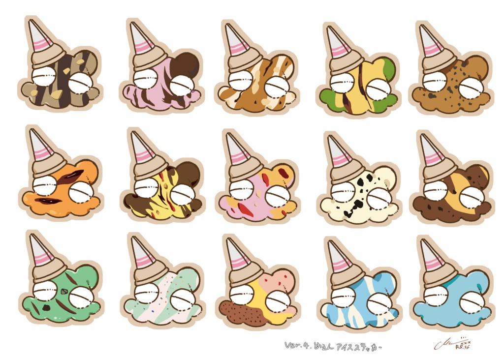 Ver.4 めぇんアイスステッカー 大/小 15枚セット