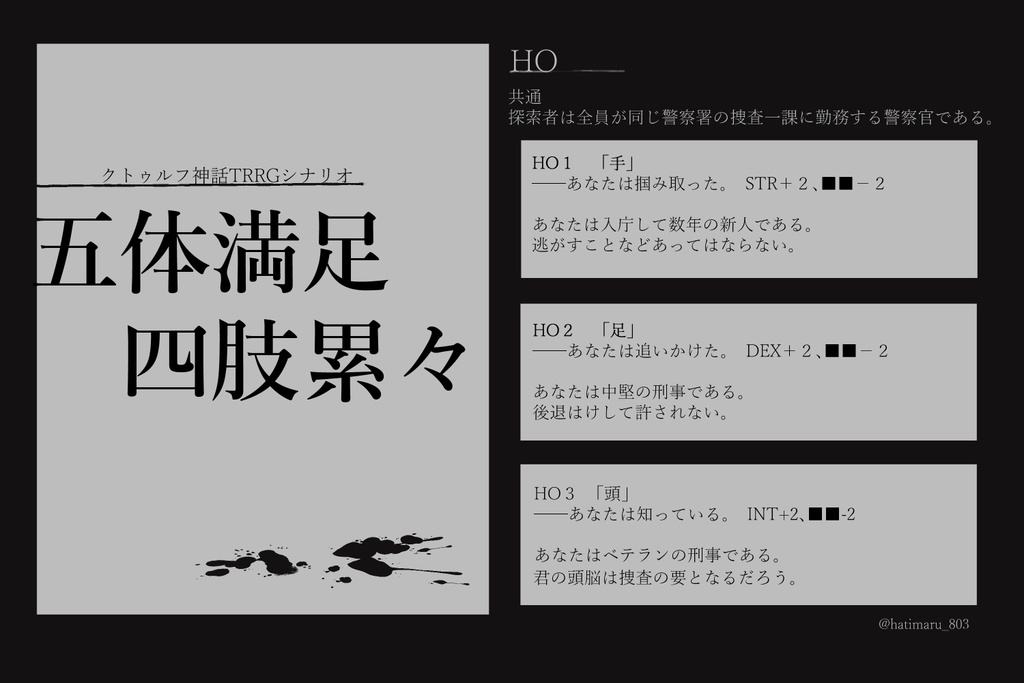 【CoC6版】五体満足・四肢累々【SPLL:E119770】