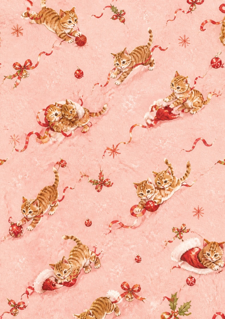 【A4/PNG・PDF】クリスマス柄チャトラ猫のぬくもりシームレスパターン 7枚セット|Ginger Tabby Cat Seamless Pattern Pack (7 Designs)