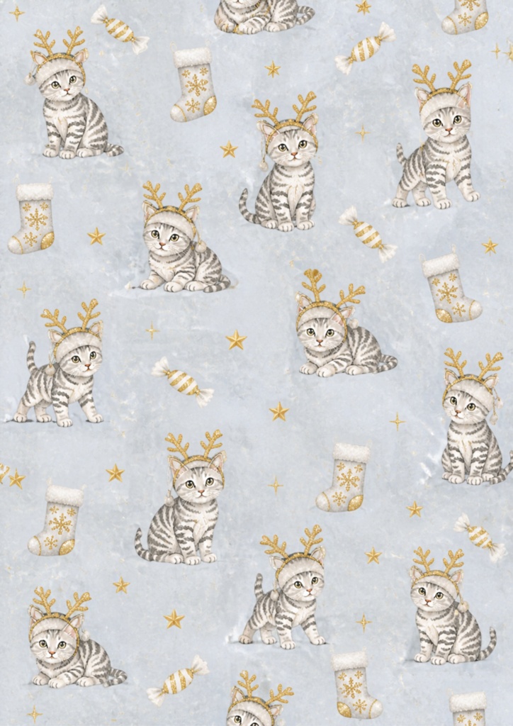 【A4/PNG・PDF】クリスマス柄アメショー(アメリカンショートヘア)シームレスパターン 7枚セット|American Shorthair Cat Pattern Pack (7 Designs)