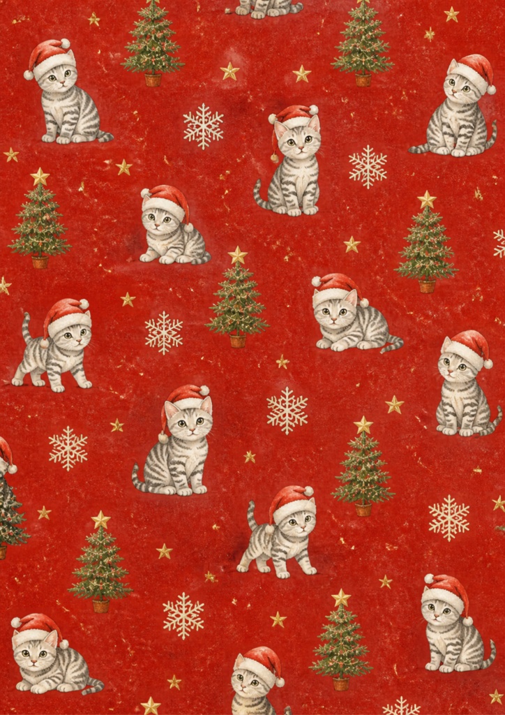 【A4/PNG・PDF】クリスマス柄アメショー(アメリカンショートヘア)シームレスパターン 7枚セット|American Shorthair Cat Pattern Pack (7 Designs)