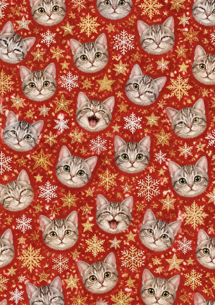 【A4/PNG・PDF】クリスマス柄アメショー(アメリカンショートヘア)シームレスパターン 7枚セット|American Shorthair Cat Pattern Pack (7 Designs)