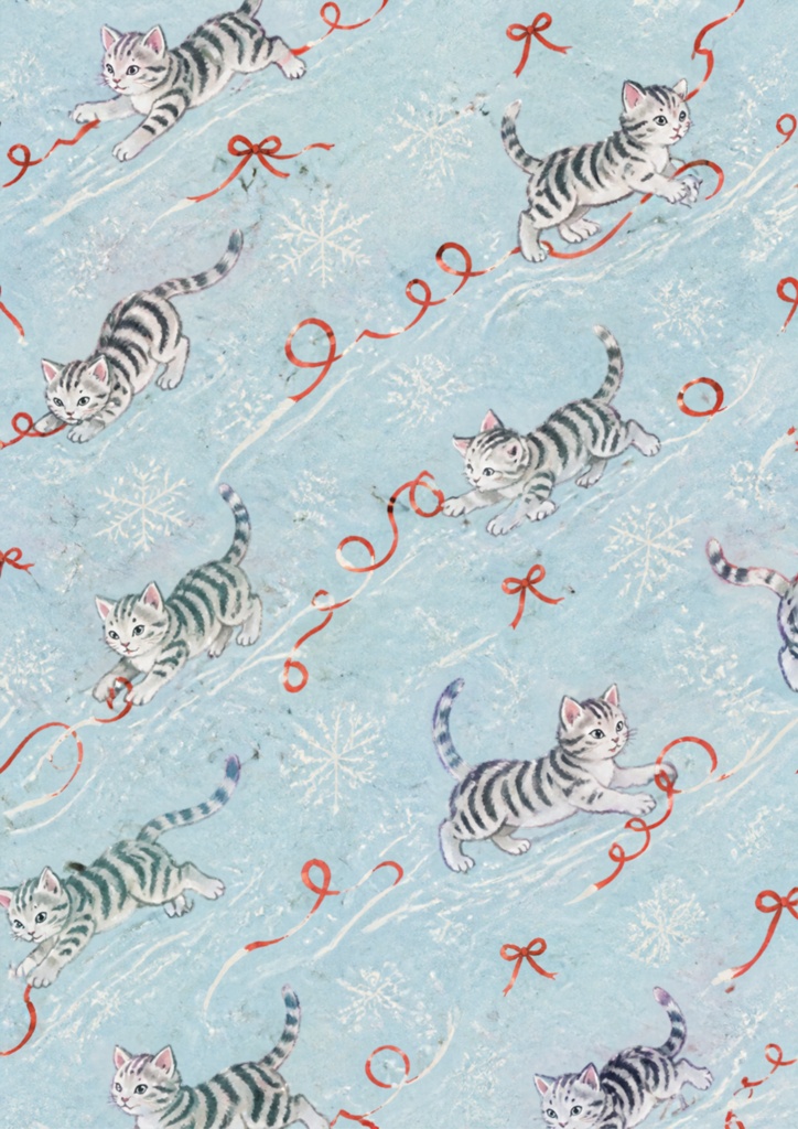 【A4/PNG・PDF】クリスマス柄アメショー(アメリカンショートヘア)シームレスパターン 7枚セット|American Shorthair Cat Pattern Pack (7 Designs)