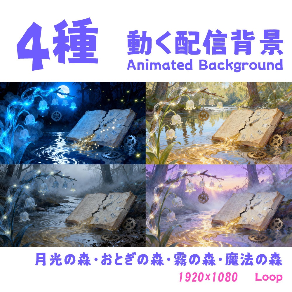 【動く背景・配信素材】魔法の森シリーズ_Magic Forest Series｜月光の森・おとぎの森・霧の森・魔法の森