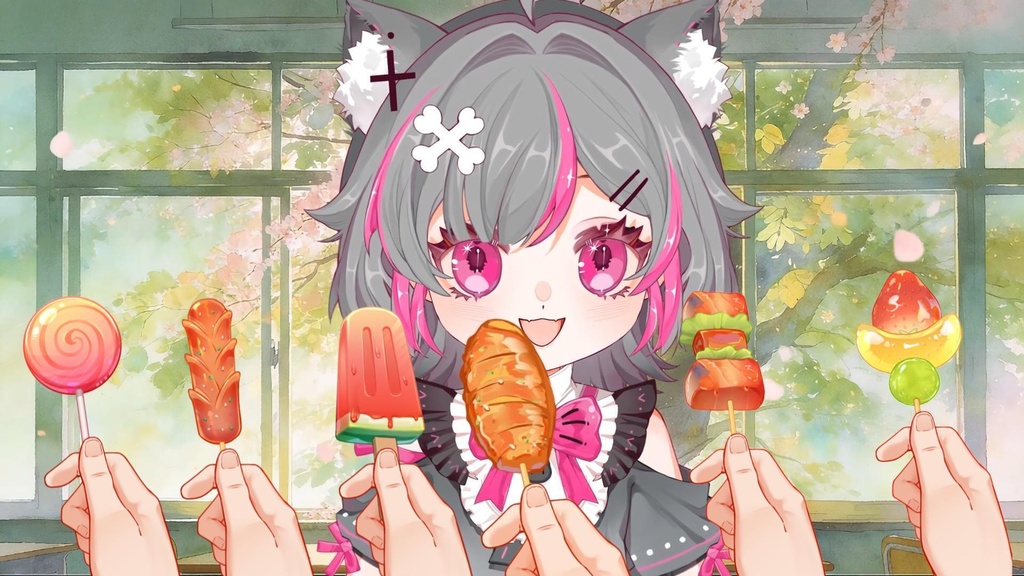 【Live2d配信素材 】ご飯をあげる_Feed Delicious Foods