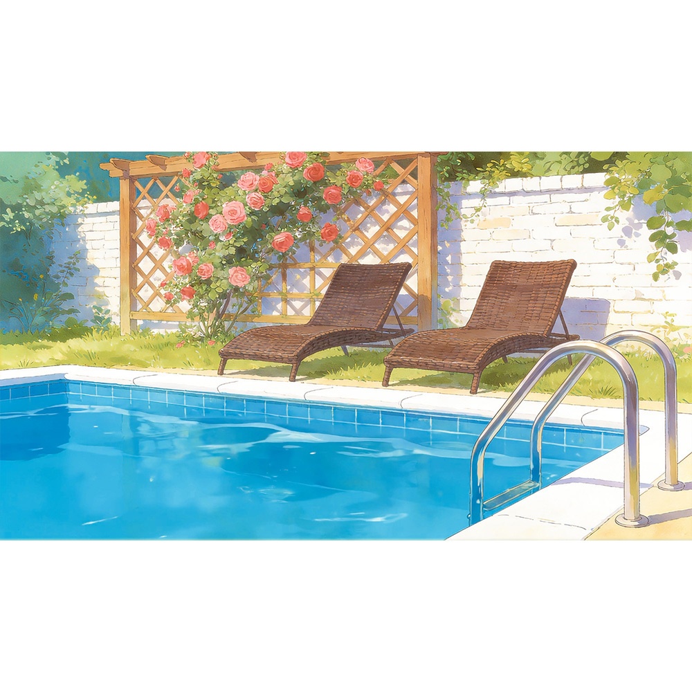 【動く背景・配信素材】プール休暇_Poolside Vacation