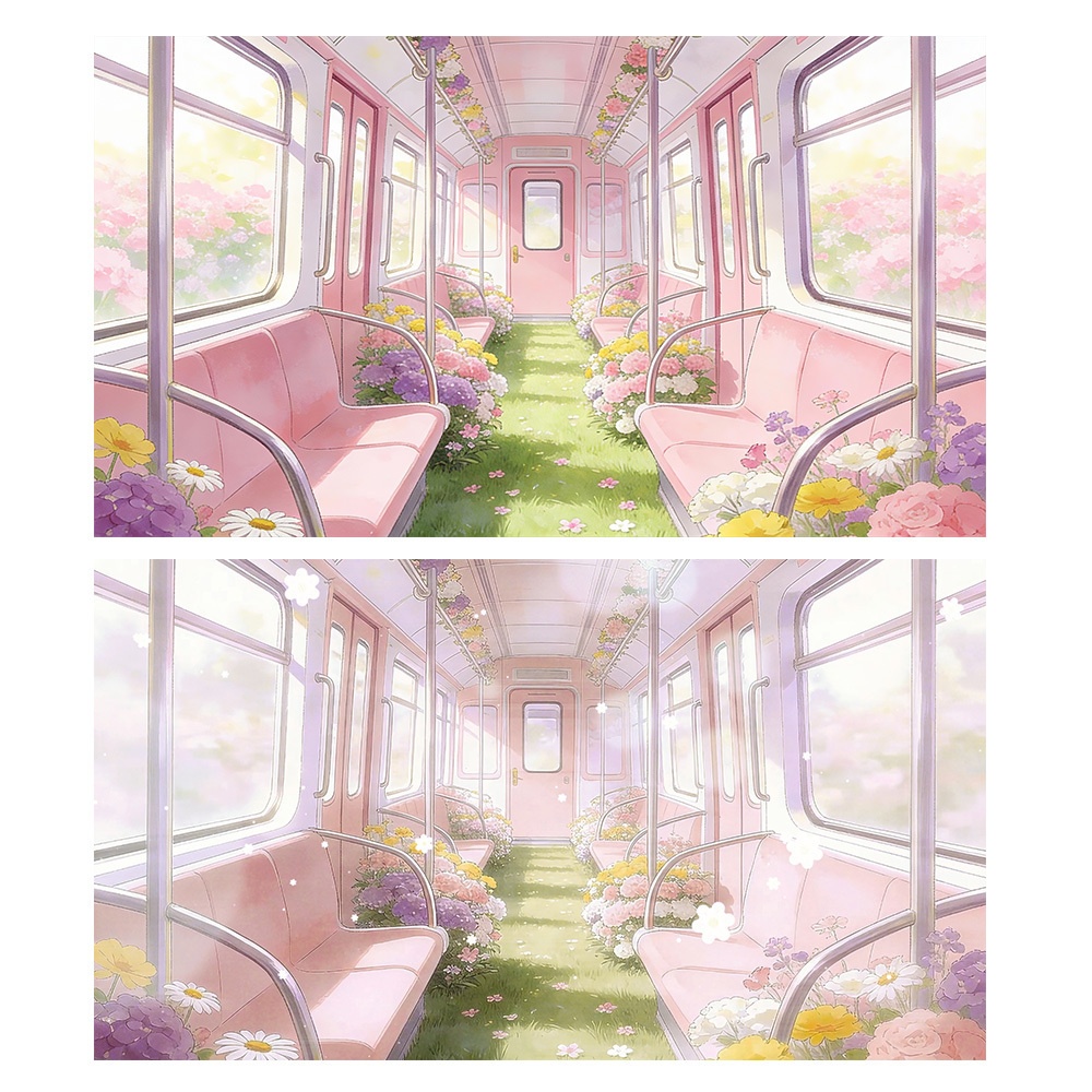 【動く背景・配信素材】花の列車&海底列車_Flower Train & Undersea Train