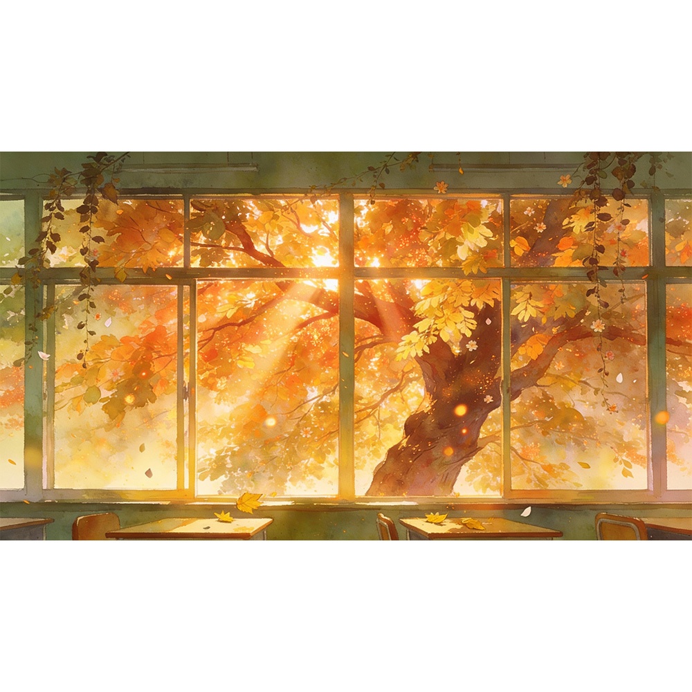【動く背景・配信素材】四季が巡る教室_Classroom with Changing Four Seasons